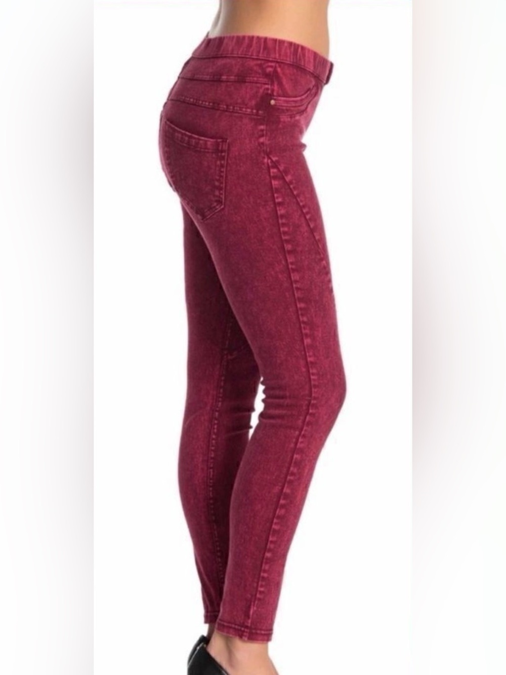 HUE Washed Twill Leggings Sangria XS NWT Pull On Skinny Pants